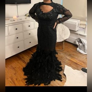 Custom black gown, engagement shoot